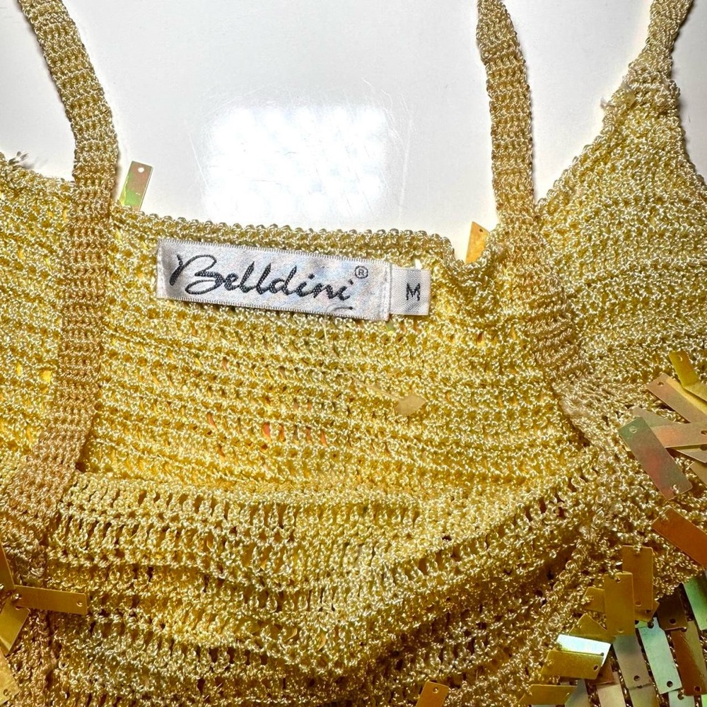 Vintage Y2K rare Belldini crochet ombré sequin tank M festival resort vacation - Picture 2 of 4